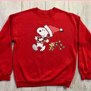 Vintage Peanuts Snoopy‎ Christmas Crewneck Sweatshirt Size Medium